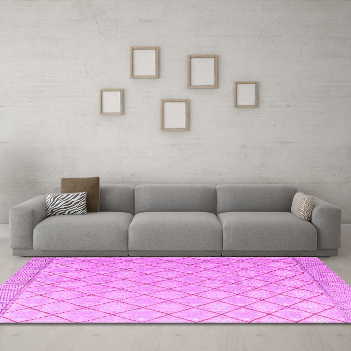 Machine Washable Abstract Purple Modern Area Rugs in a Living Room, wshabs4819pur