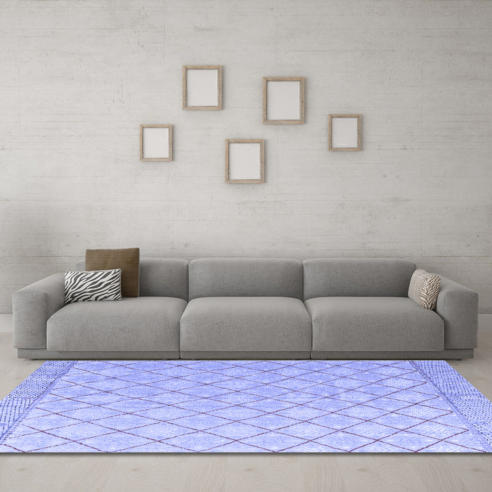 Machine Washable Abstract Blue Modern Rug in a Living Room, wshabs4819blu