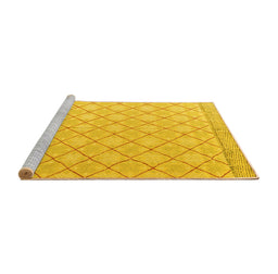 Sideview of Machine Washable Abstract Yellow Modern Rug, wshabs4819yw