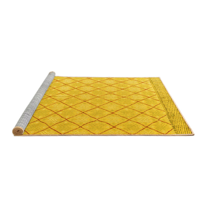 Sideview of Machine Washable Abstract Yellow Modern Rug, wshabs4819yw