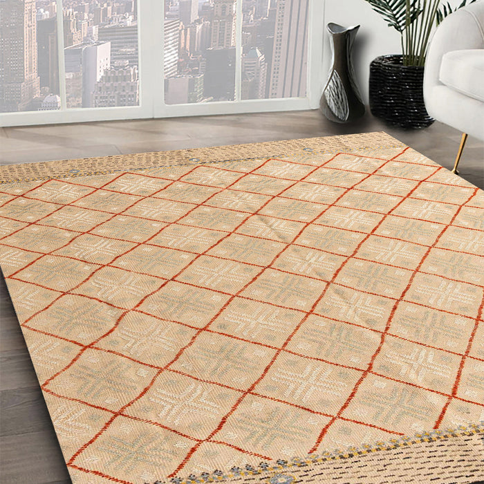 Machine Washable Abstract Yellow Rug in a Family Room, wshabs4819