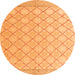 Round Machine Washable Abstract Orange Modern Area Rugs, wshabs4819org