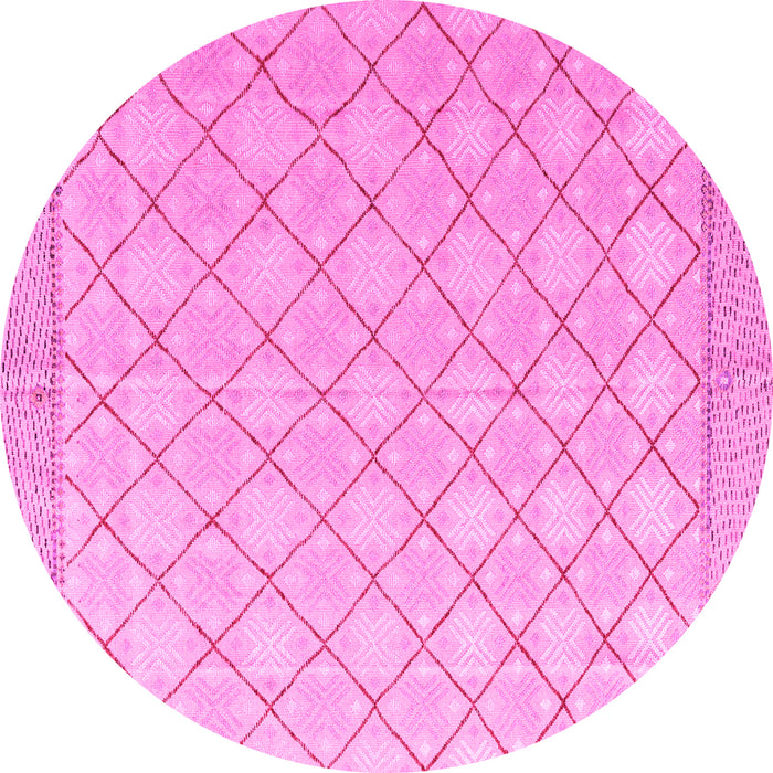 Round Machine Washable Abstract Pink Modern Rug, wshabs4819pnk