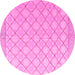 Round Machine Washable Abstract Pink Modern Rug, wshabs4819pnk