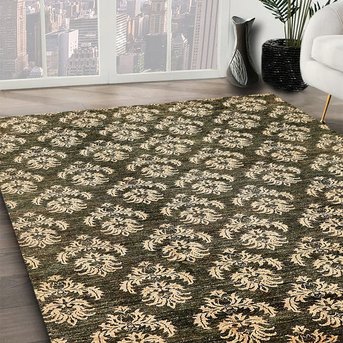 Machine Washable Abstract Milk Chocolate Brown Rug in a Family Room, wshabs481