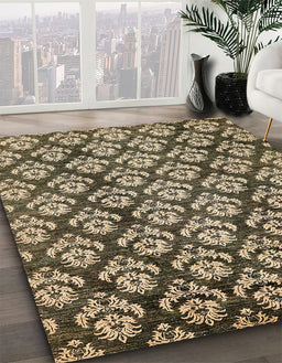 Abstract Chocolate Brown Modern Rug in Family Room, abs481