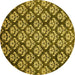 Round Abstract Yellow Modern Rug, abs481yw