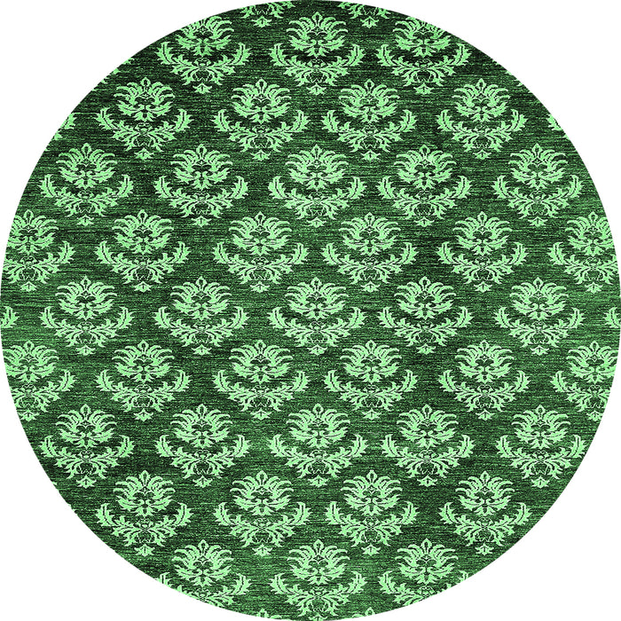 Round Abstract Emerald Green Modern Rug, abs481emgrn