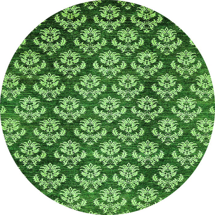 Round Abstract Green Modern Rug, abs481grn