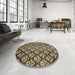 Round Abstract Chocolate Brown Modern Rug in a Office, abs481