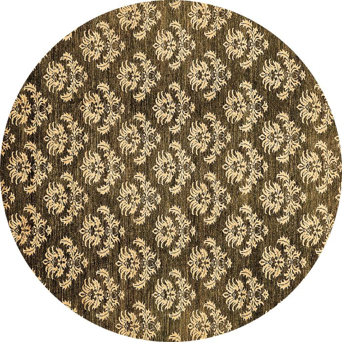 Round Machine Washable Abstract Brown Modern Rug, wshabs481brn