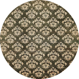Round Abstract Chocolate Brown Modern Rug, abs481