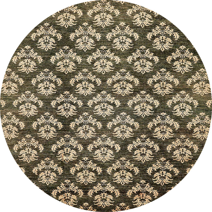 Round Abstract Chocolate Brown Modern Rug, abs481