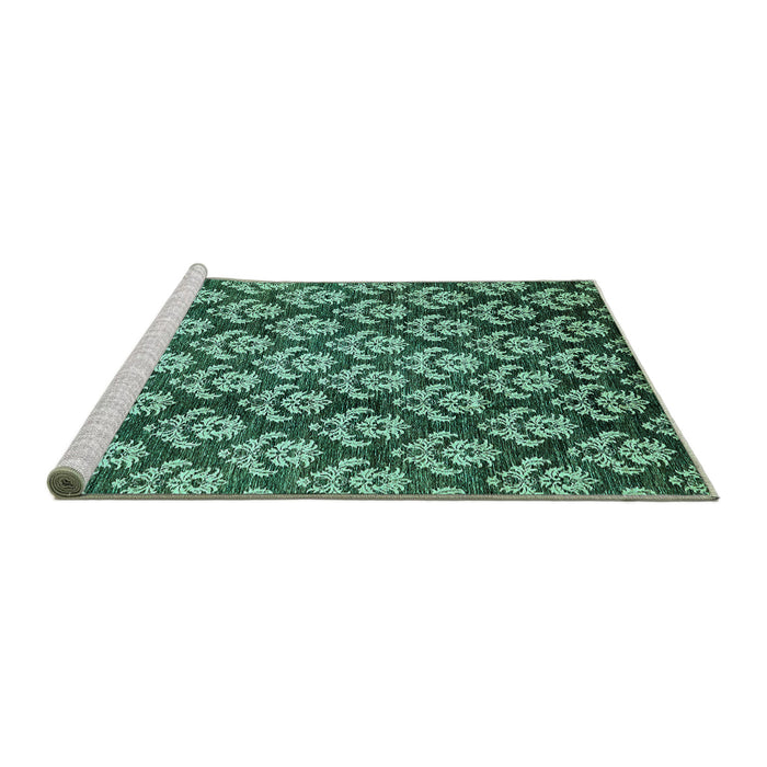 Sideview of Machine Washable Abstract Turquoise Modern Area Rugs, wshabs481turq