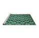 Sideview of Machine Washable Abstract Turquoise Modern Area Rugs, wshabs481turq