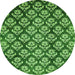 Round Machine Washable Abstract Green Modern Area Rugs, wshabs481grn