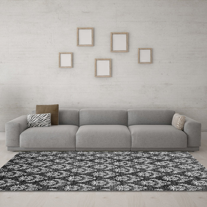 Machine Washable Abstract Gray Modern Rug in a Living Room,, wshabs481gry