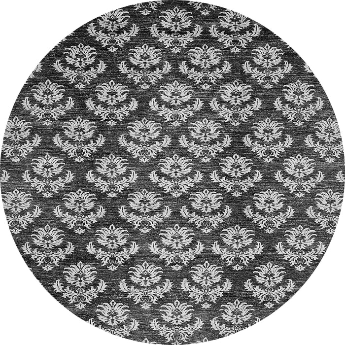 Round Machine Washable Abstract Gray Modern Rug, wshabs481gry
