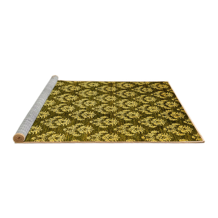 Sideview of Machine Washable Abstract Yellow Modern Rug, wshabs481yw