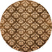 Round Machine Washable Abstract Orange Modern Area Rugs, wshabs481org