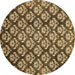 Round Abstract Brown Modern Rug, abs481brn