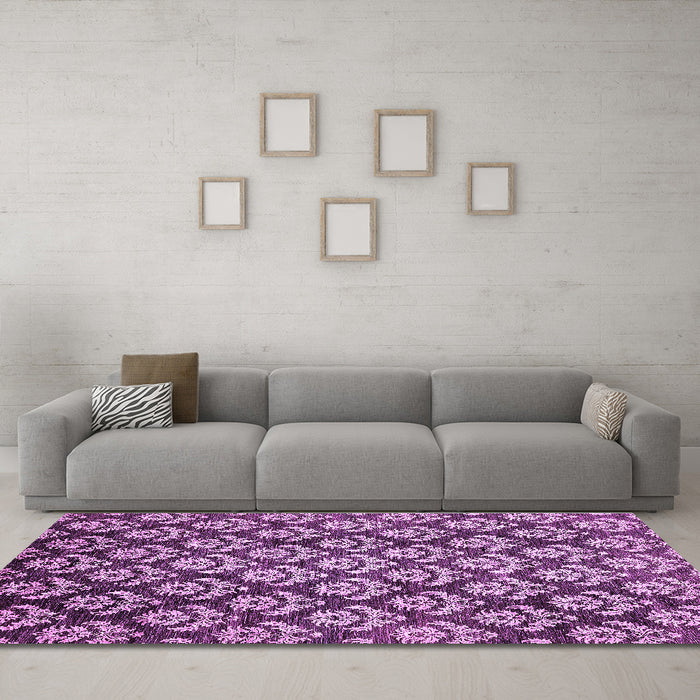 Machine Washable Abstract Purple Modern Area Rugs in a Living Room, wshabs481pur