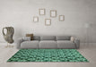 Machine Washable Abstract Turquoise Modern Area Rugs in a Living Room,, wshabs481turq