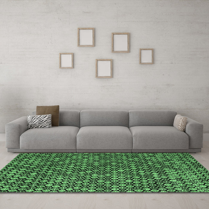 Machine Washable Abstract Emerald Green Modern Area Rugs in a Living Room,, wshabs4820emgrn