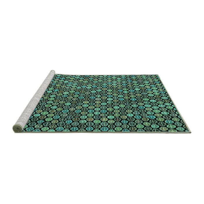 Sideview of Machine Washable Abstract Turquoise Modern Area Rugs, wshabs4820turq