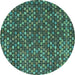 Round Abstract Turquoise Modern Rug, abs4820turq