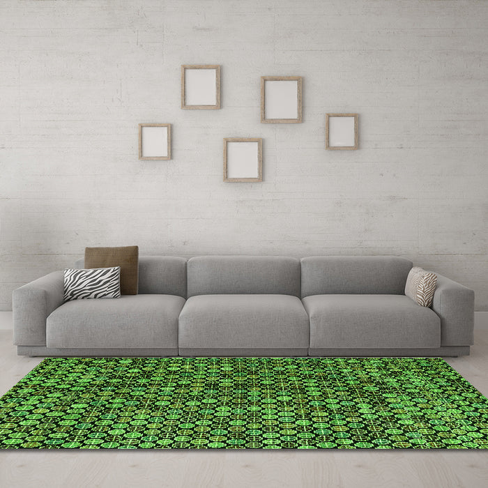 Machine Washable Abstract Green Modern Area Rugs in a Living Room,, wshabs4820grn