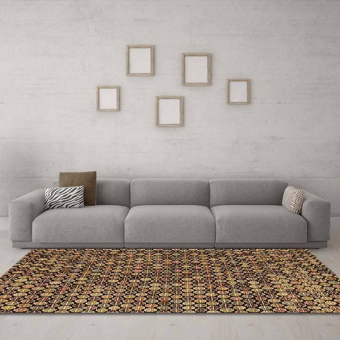 Machine Washable Abstract Brown Modern Rug in a Living Room,, wshabs4820brn