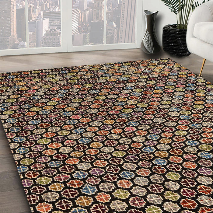 Abstract Red Modern Rug in Family Room, abs4820