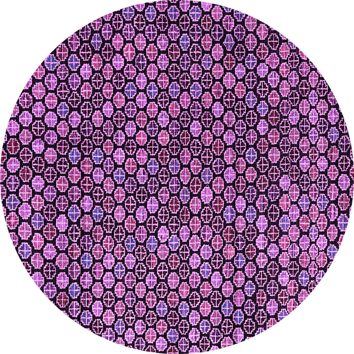Round Machine Washable Abstract Purple Modern Area Rugs, wshabs4820pur