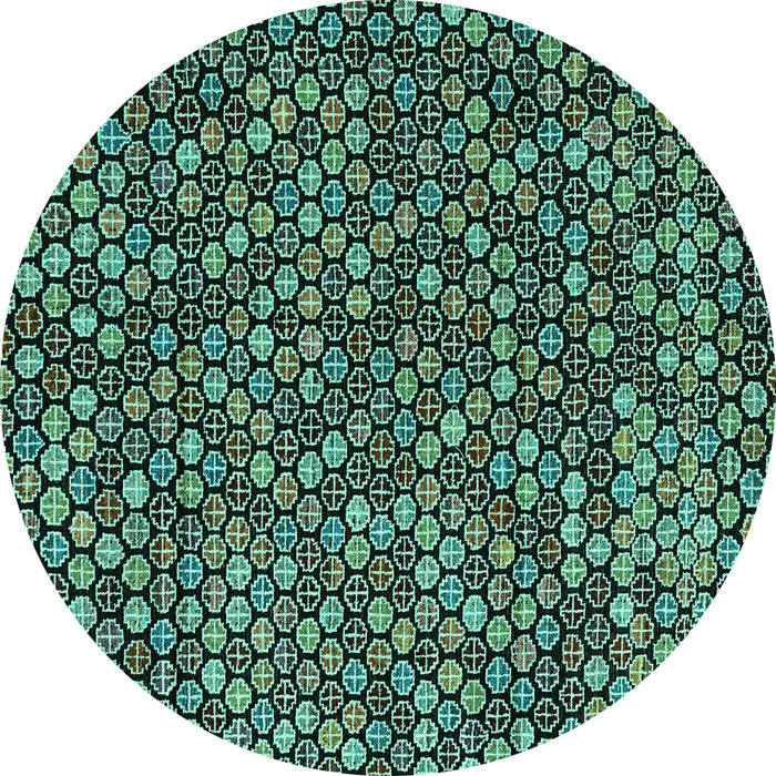 Round Machine Washable Abstract Turquoise Modern Area Rugs, wshabs4820turq