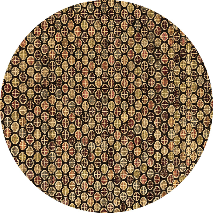 Round Abstract Brown Modern Rug, abs4820brn
