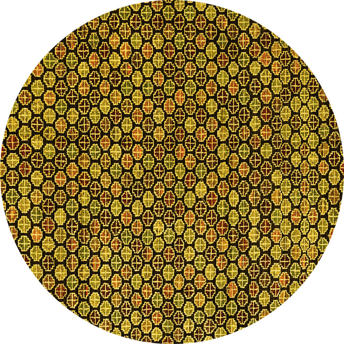 Round Abstract Yellow Modern Rug, abs4820yw