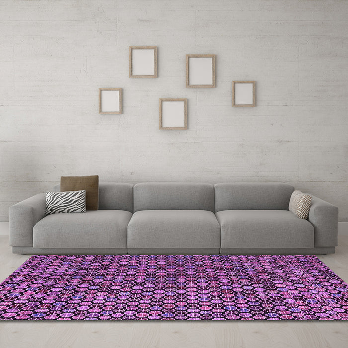 Machine Washable Abstract Purple Modern Area Rugs in a Living Room, wshabs4820pur