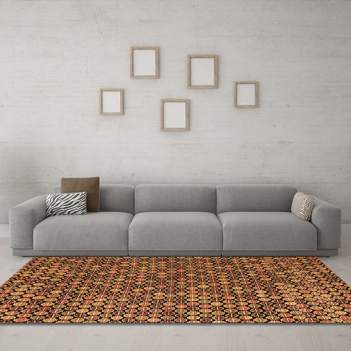 Machine Washable Abstract Orange Modern Area Rugs in a Living Room, wshabs4820org