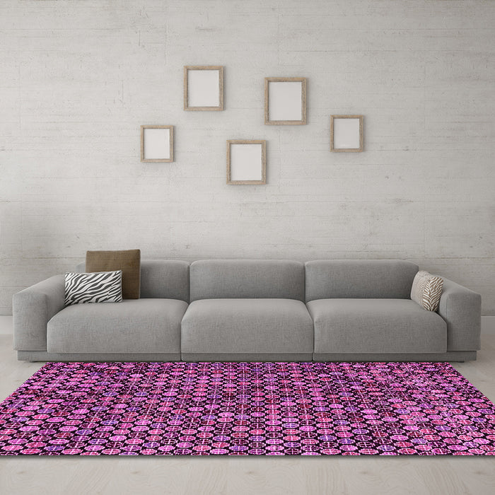 Machine Washable Abstract Pink Modern Rug in a Living Room, wshabs4820pnk