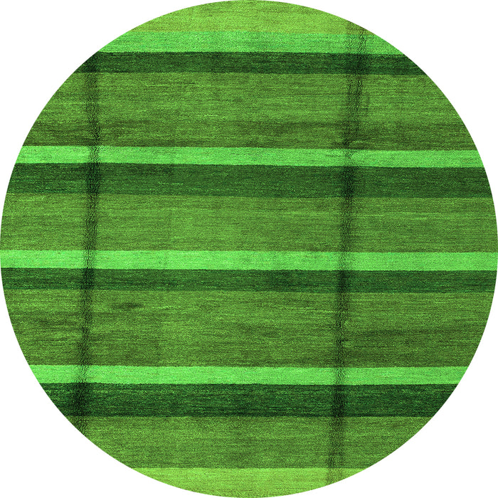 Round Machine Washable Abstract Green Modern Area Rugs, wshabs4821grn