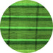 Round Machine Washable Abstract Green Modern Area Rugs, wshabs4821grn