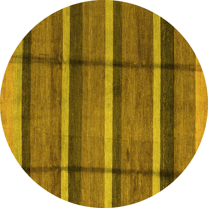 Round Abstract Yellow Modern Rug, abs4821yw