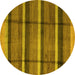 Round Abstract Yellow Modern Rug, abs4821yw