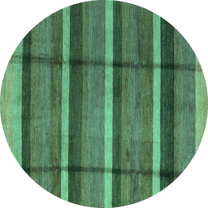 Round Machine Washable Abstract Turquoise Modern Area Rugs, wshabs4821turq