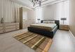 Abstract Bronze Brown Modern Rug in a Bedroom, abs4821