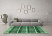 Machine Washable Abstract Turquoise Modern Area Rugs in a Living Room,, wshabs4821turq