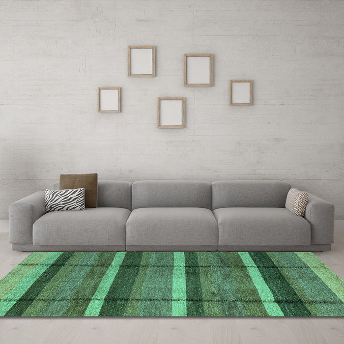 Machine Washable Abstract Turquoise Modern Area Rugs in a Living Room,, wshabs4821turq