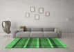 Machine Washable Abstract Emerald Green Modern Area Rugs in a Living Room,, wshabs4821emgrn