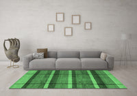 Machine Washable Abstract Emerald Green Modern Rug, wshabs4821emgrn